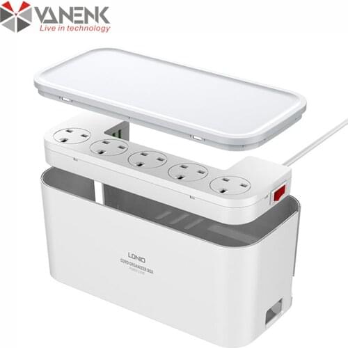 3.1A USB Fast Charger British Power Extension Socket Lead Cord Length 2 Meter UK Top Plug with Organizer Box