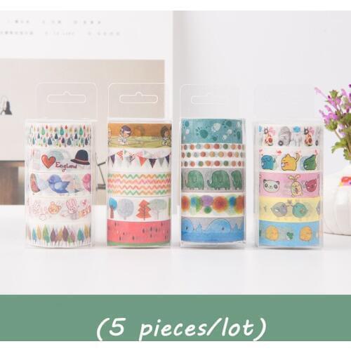 5 pieces/lot) Heart Washi Tape Cartoon Decorative Washi Tape DIY Fita Decorativa