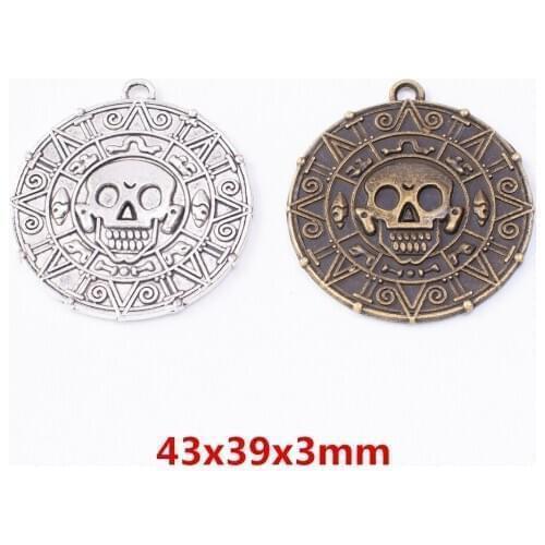 5 pieces of retro metal zinc alloy skull pendant for DIY handmade jewelry necklace making 7689