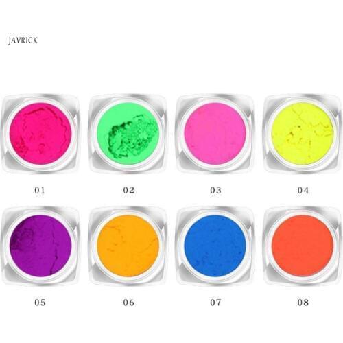 8Pcs Fluorescent UV Pigment Powder Black Light Reactive Luminous Glow in the Dark Resin Pigment Kit Jewerly Making Tool
