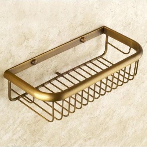 30cm Antique Brass Bathroom Shower Basket Storage Wall mount Soap / Sponge Shower Storage Basket Bathroom Shelf Shampoo Holder