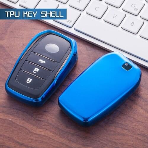 Blue Smart TPU Key Cover Fob Case for Toyota Prado Highlander Camry Corolla