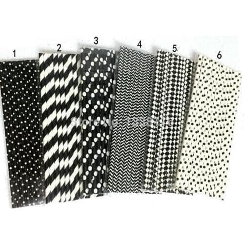 25pcs Black Paper Straws For Baby Shower Wedding Party Kids Birthday Party Decoration Supplies Paper Drinking Straws