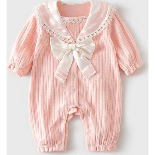 Baby Girls Cotton Romper Infant Newborn Clothes Princess Pink Jumpsuit Children Clothing 0-24M Toddler Girls Long Sleeve Overall