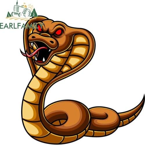 EARLFAMILY 13cm x 12.6cm for Angry Cobra Snake Cartoon Camper Car Stickers DIY Custom Printing Fashion Anime Window Decals