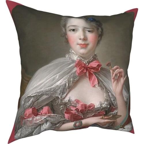 Francois Boucher Madame De Pompadour Pillow Cover Decoration Cushion Cover Throw Pillow for Home Polyester Double-sided Printing