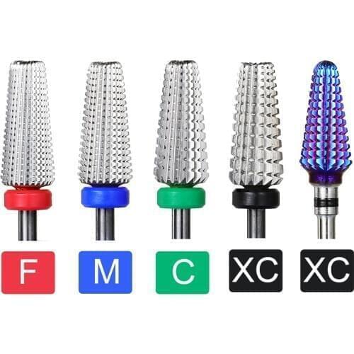 5 in 1 Tapere Nail Drills Carbide Nail Drill Bit for Electric Nail Drill Machine Nail Bit Cutter polishing Tools Left Right Hand