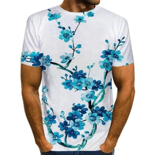Mens Chinese Shirt 3D Print T-Shirt Summer Floral Graphic Tees Pattern Tops