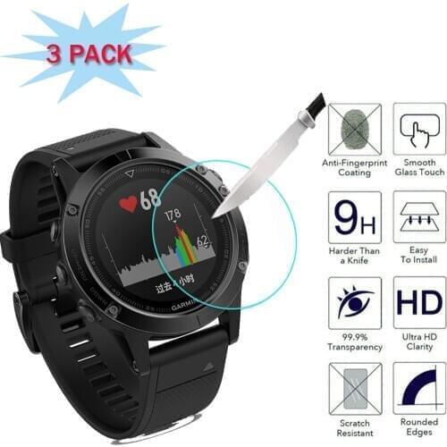 3Pcs Flexible Tempered Glass for Garmin Fenix 5 5s plus Screen Protector for Fenix 6s 6x 6 pro Protective Watch Face Film 9H