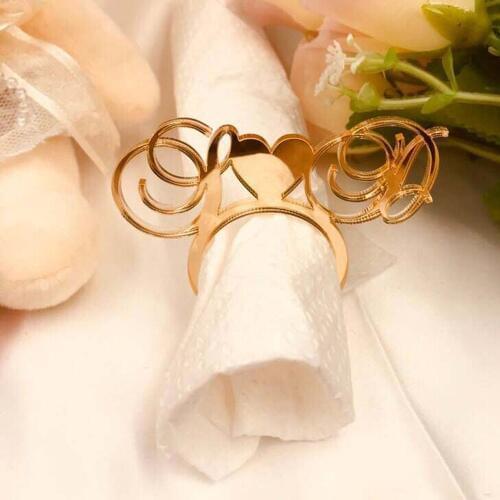 Personalized Groom & Bride table decors Custom Wedding napkin rings Acrylic Cut Napkin Ring with Heart Initials Wedding Party