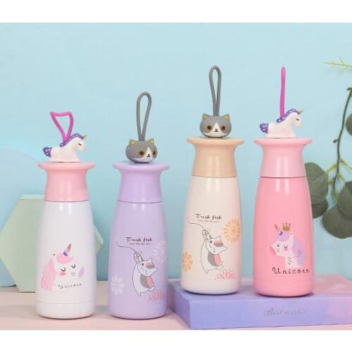 Korean Kawaii Bottle Hot Water Bottle Unicorn Vacuum Cup Portable Handy Stainless Steel Cute Warmly Thermos Cute Water Bottle