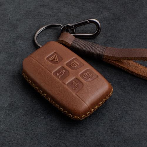 Brown Retro Leather Car Remote Key FOB Case Cover For Land Rover Range Rover