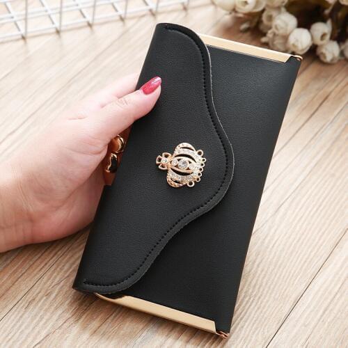 New Women Bag Fashion Female Magnetic Buckle Wallet Ms Pu Leather Clutch Coin Purse Long Id Card Holder Card Bag