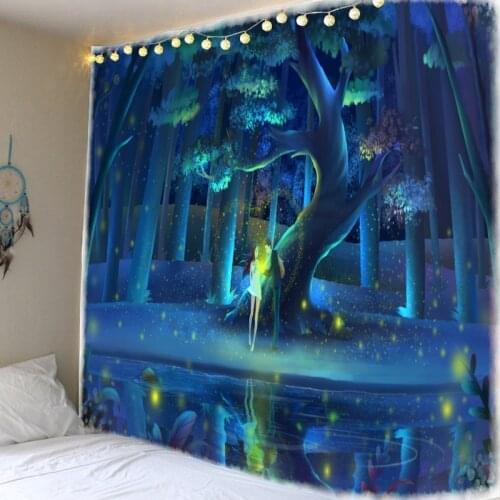 Beautiful Forest Night Couple Under The Big Tree Boho Style Home Dormitory Decoration Big Blanket
