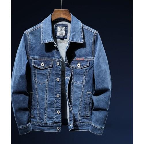 Mens Cowboy Jacket Blue Color Fashion Streetwear Classic Casual Comfortable Retro Denim Coat Male Brand Cargo Clothes