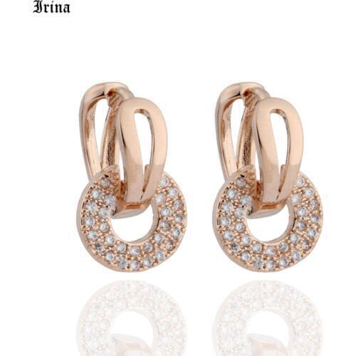 Hot Sale Luxury 585 Rose Gold-Color Drop Earrings with CZ Stone Earings Fashion Jewelry for Women Wedding Engagement Gift