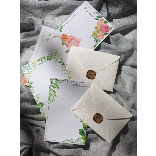 Linen Pattern Envelope Letter Paper Set Literary Plant Series Literary Romance Love Letter Confession Letterhead