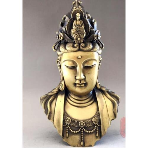 Old Qing Dynasty copper Guanyin Buddha statue / sculpture,Carved ornaments,Handmade crafts,collection& adornment