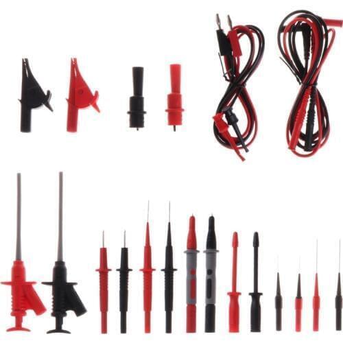 22pcs Multimeter Car Test Accessory Set 4mm Lead Cable Alligator Clips Probe Kit