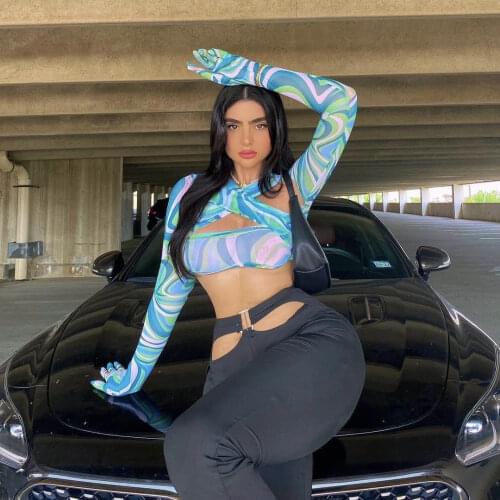 2021 autumn and winter new long-sleeved T-shirt Slim thin plain yarn see-through female vest base European and American ins styl