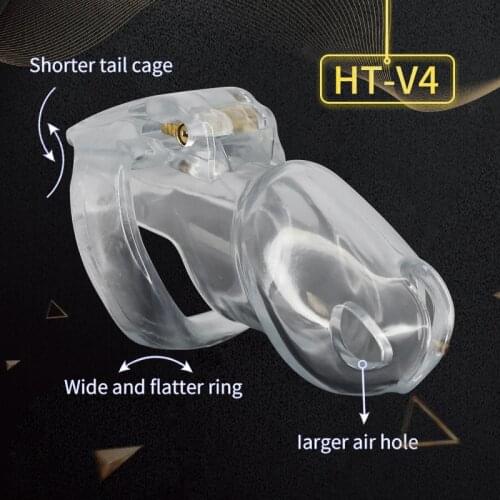 2021 New Arrival Clear HT-V4 Resin Cock Cage Biosurced Male Chastity Device Set Penis Ring Bondage Belt Fetish Adult Sex Toys