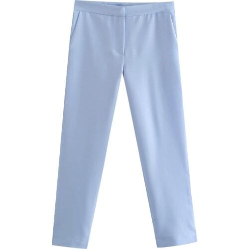 New blue ankle suit pants dlzk260 for European and American womens wear in 2021 summer