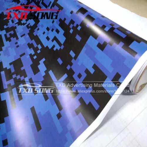 Bulk Dark Blue Digital Military Camo Vinyl Film Air Bubble Free Motorcycle Car Adhesive Sticker Pixel Camouflage Vinyl Wrap Foil