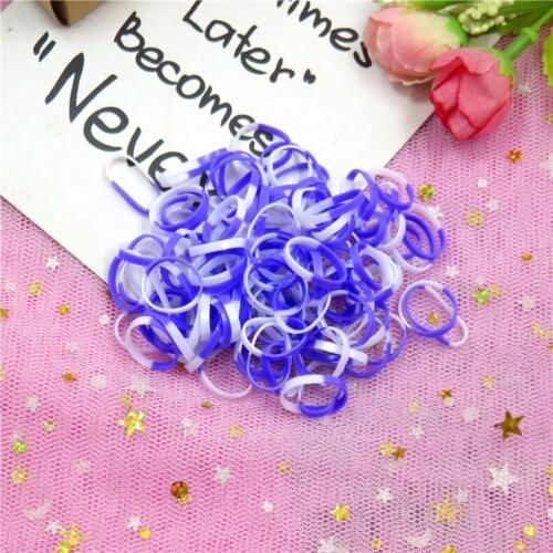 About 100PCS/LOT Fashion Two-color Elastic Hair Bands For Girl Handmade Hair Scrunchy Kids Creative Hair Accessories For Girl