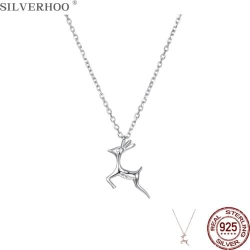 SILVERHOO Necklaces For Women 925 Sterling Silver Romantic Fawn Pendant Anniversary Jewelry Send Girlfriend Gift Hot Sale 2021