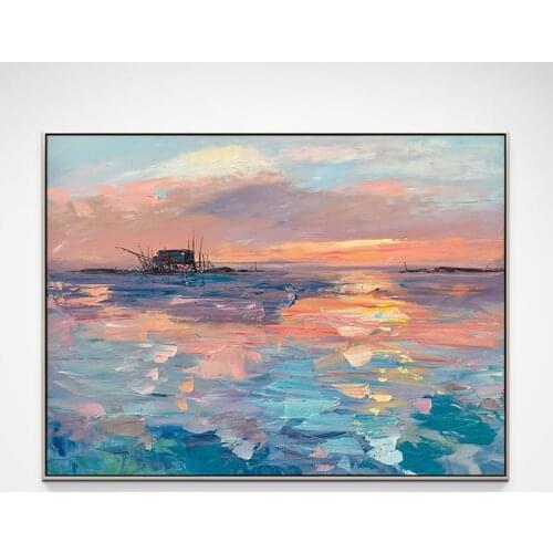 Landscape Oil Painting Custom Sunrise Dining Room Decoration Painting For Door Porch Painting Living Room Hanging Painting Decor