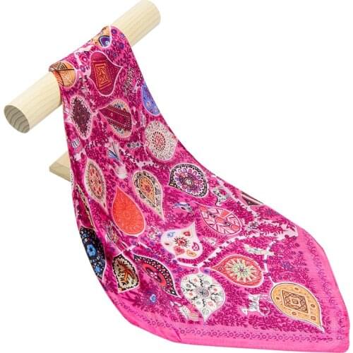 Natural Silk Scarf Women Bandana Female Hair Scarf for Women Silk Neck Scarf Womens Square Silk Headband Face Mask Scarf Leaf