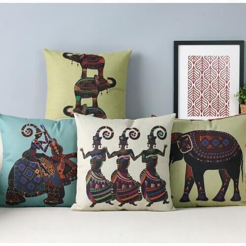 Southeast Asia amorous feelings of national foreign cotton pillowcase elephant cushion for leaning on 45 * 45 No Inner