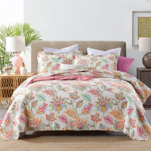 Print Bedspreads Cotton Quilt Set 3PCS Bed Cover With Pillowcase Queen Size Blanket Summer Coverlet