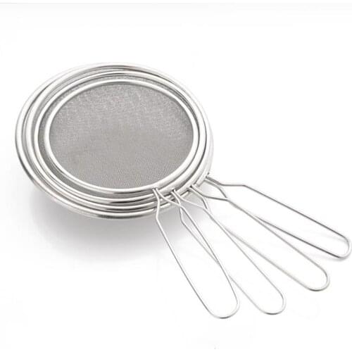 Flour Sieve Colander Screen Mesh Handheld Tea Strainer Mesh Flour Oil Strainer Stainless Steel Kitchen Sieves