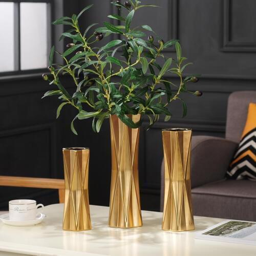 Nordic Ceramic vase gold silver Dry flowers porcelain flower vases Crafts living room home decoration ornaments wedding decor