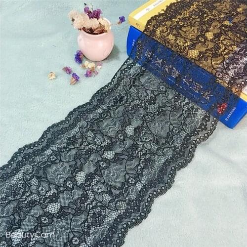 TD2737-1 18cm black elastic lace Fabric French hollow underwear stretch lace Trim DIY French hollow underwea