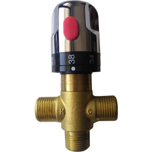 Brass Thermostatic Mixing Valve Bathroom Faucet Temperature Mixer Control Thermostatic Valve Home Improvement Silver Plating