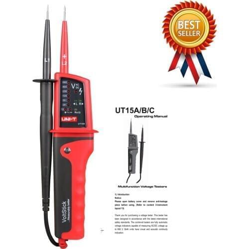 UNI-T UT15B Waterproof Type Voltage Testers; AC/DC Voltage Test, Phase Rotation Test/Single Lead (L2) Voltage Detection