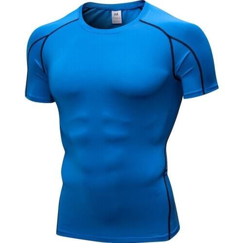 Workout Sport T-shirts Quick Dry Compression Running Fitness Tops Breathable Jersey Rashguard Bodybuilding Gym Clothing Male