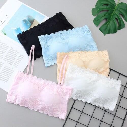 Comfortable Puberty Teenage Training Bras Tube Top Teens Bras Lingerie New Teen Girls Bra Lace Girls Wrapped Chest Underwear