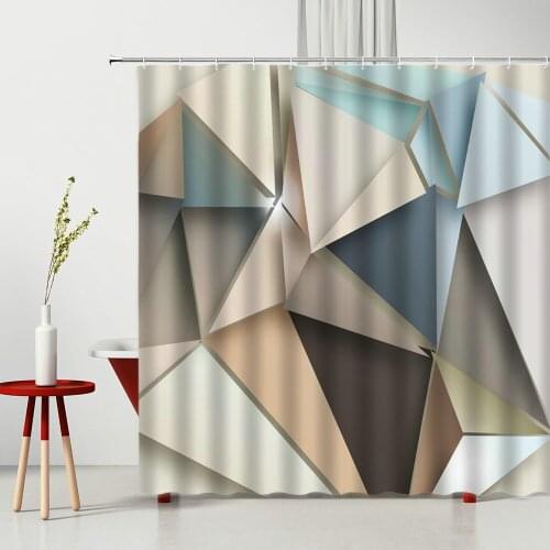 Geometry Shower Curtain Colourful Rhombus Pattern Polyester Fabric For Home Hotel Bathroom Decoration Multiple Size Bath Curtain