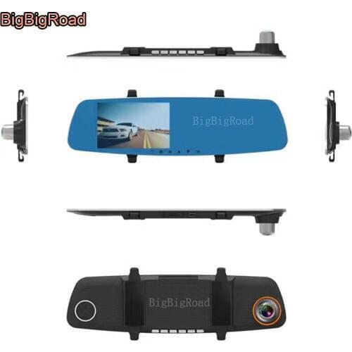 BigBigRoad For kia rio sportage ceed cerato k2 k3 Car DVR Blue Screen Rearview Mirror Video Recorder Car Dual Cameras