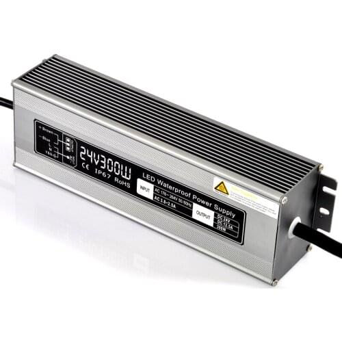 24V 300W waterproof power supply 24v led driver IP67,Aluminum ac110V 220v to DC24V 300W Lighting Transformer for LED light