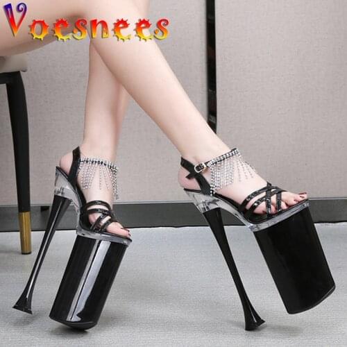 Platform Shoes for Women Sexy Stiletto Sandals 2021 New Summer Fringe Cross-tied High Heels 26cm Ladies Party Pole Dancing Shoes