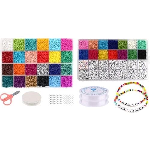 14400Pcs 3mm Pony Bead,24 Assorted Colors Beading Glass Beads & 5000Pcs Beads Kit, 3mm Glass Seed Beads