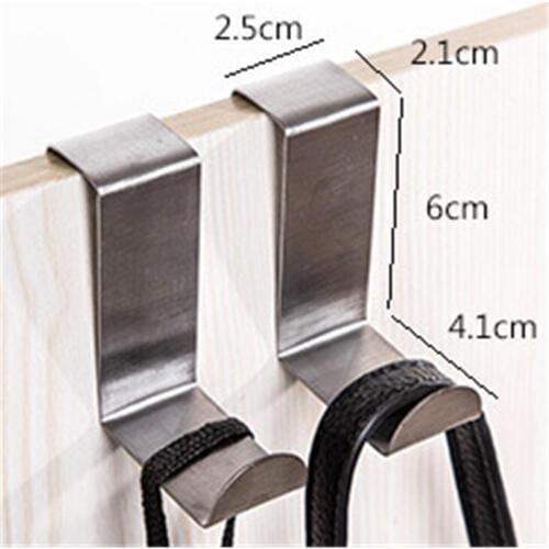 2Pcs Stainless Steel Kitchen Hanger Wall Door Hook Cabinet Holder Hanging Coat Dress Clothes Hooks Home Organizer