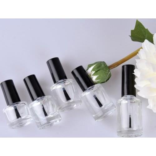 20Pcs/lot 5ml/10ml/15ml with Lid Brush Nail art Glue Clear Glass Vials Paint Cosmetic Packing Container Empty Nail Polish Bottle