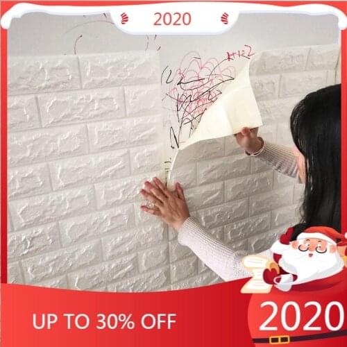 3D Brick Wall Stickers 77*70cm DIY Self Foam Waterproof Decor Wall Covering Wallpaper For TV Background Kids Living Room
