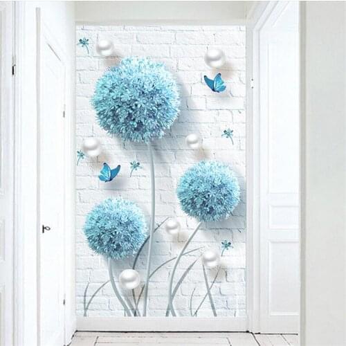 Beibehang Custom wallpaper 3d solid walls painting Nordic simple blue dandelion jewelry porch decorative painting 3d wallpaper