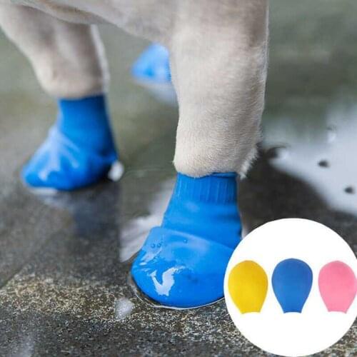 4Pcs/Set Waterproof Paw Protector Balloon Rubber 3Colors Cat Socks Footwear Anti Slip Rain Boots Pet Dog Shoes Pet Accessories